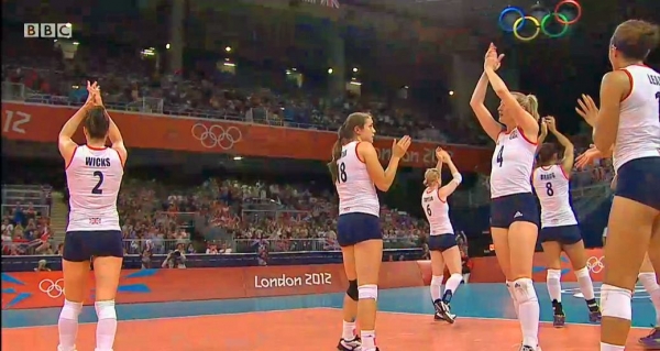 Reasons to be cheerful, Team GB Women's indoor volleyball, Earls Court, 3 Aug 2012, London Olympics